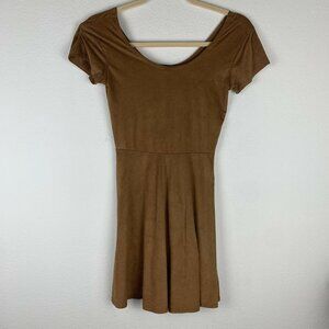 Derek Heart Women's S Camel Brown Tan Faux Suede Skater Fit And Flare Dress
